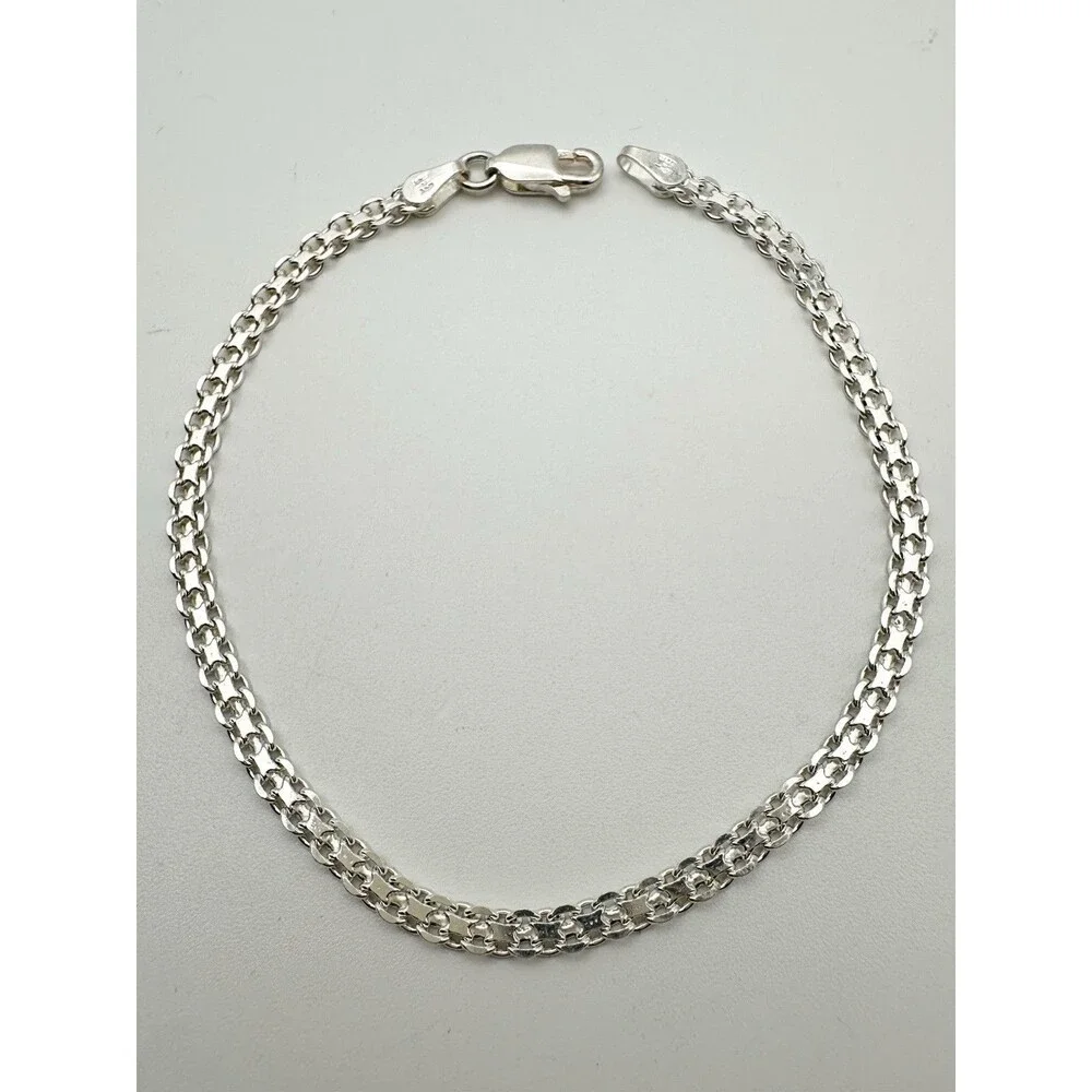Milor Italian Bismark Chain Design Dainty Sterling Silver Bracelet 7.25”
